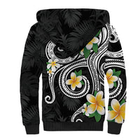 Kanaka Maoli Hawaii Plumeria Sherpa Hoodie Dancing Tentacles Black Style