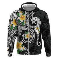 Kanaka Maoli Hawaii Plumeria Zip Hoodie Dancing Tentacles Black Style