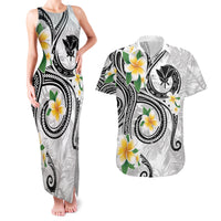Kanaka Maoli Hawaii Plumeria Couples Matching Tank Maxi Dress and Hawaiian Shirt Dancing Tentacles White Style LT7 White - Polynesian Pride