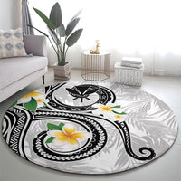 Kanaka Maoli Hawaii Plumeria Round Carpet Dancing Tentacles White Style