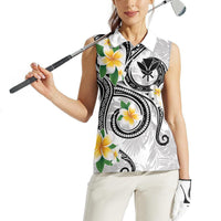 Kanaka Maoli Hawaii Plumeria Women Sleeveless Polo Shirt Dancing Tentacles White Style LT7 - Polynesian Pride
