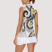 Kanaka Maoli Hawaii Plumeria Women Sleeveless Polo Shirt Dancing Tentacles White Style LT7 - Polynesian Pride