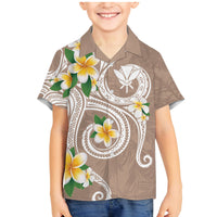Kanaka Maoli Hawaii Plumeria Family Matching Mermaid Dress and Hawaiian Shirt Dancing Tentacles Beige Style LT7 Son's Shirt Beige - Polynesian Pride