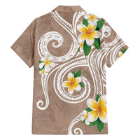 Kanaka Maoli Hawaii Plumeria Family Matching Tank Maxi Dress and Hawaiian Shirt Dancing Tentacles Beige Style LT7 - Polynesian Pride