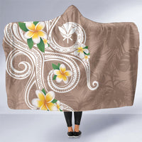 Kanaka Maoli Hawaii Plumeria Hooded Blanket Dancing Tentacles Beige Style LT7