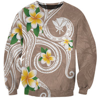 Kanaka Maoli Hawaii Plumeria Sweatshirt Dancing Tentacles Beige Style LT7 Unisex Beige - Polynesian Pride
