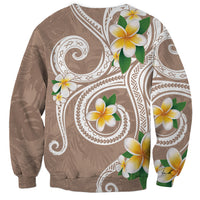Kanaka Maoli Hawaii Plumeria Sweatshirt Dancing Tentacles Beige Style LT7 - Polynesian Pride