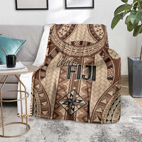 Bula Fiji Vintage Blanket Brown Masi Motifs LT7 - Polynesian Pride