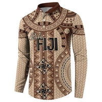 Bula Fiji Vintage Button Sweatshirt Brown Masi Motifs