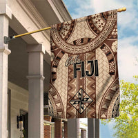 Bula Fiji Vintage Garden Flag Brown Masi Motifs