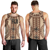 Bula Fiji Vintage Men Tank Top Brown Masi Motifs