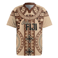 Bula Fiji Vintage Rugby Jersey Brown Masi Motifs LT7 Brown - Polynesian Pride