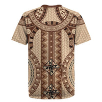 Bula Fiji Vintage Rugby Jersey Brown Masi Motifs LT7 - Polynesian Pride