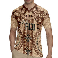 Bula Fiji Vintage Rugby Jersey Brown Masi Motifs LT7 - Polynesian Pride