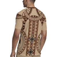 Bula Fiji Vintage Rugby Jersey Brown Masi Motifs LT7 - Polynesian Pride