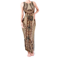 Bula Fiji Vintage Tank Maxi Dress Brown Masi Motifs
