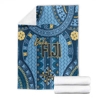 Bula Fiji Vintage Blanket Prussian Blue Masi Motifs LT7 - Polynesian Pride