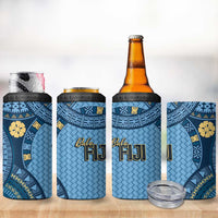 Bula Fiji Vintage 4 in 1 Can Cooler Tumbler Prussian Blue Masi Motifs LT7 - Polynesian Pride