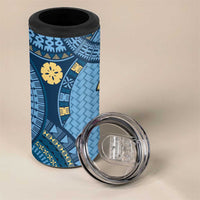 Bula Fiji Vintage 4 in 1 Can Cooler Tumbler Prussian Blue Masi Motifs LT7 - Polynesian Pride