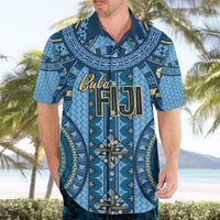 Bula Fiji Vintage Hawaiian Shirt Prussian Blue Masi Motifs