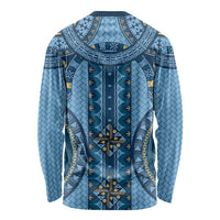 Bula Fiji Vintage Long Sleeve Shirt Prussian Blue Masi Motifs