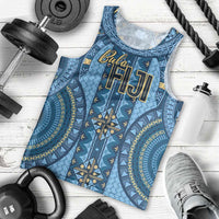 Bula Fiji Vintage Men Tank Top Prussian Blue Masi Motifs
