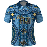 Bula Fiji Vintage Polo Shirt Prussian Blue Masi Motifs