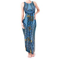 Bula Fiji Vintage Tank Maxi Dress Prussian Blue Masi Motifs