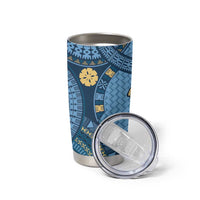 Bula Fiji Vintage Tumbler Cup Prussian Blue Masi Motifs