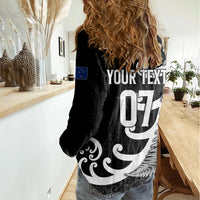 Personalised New Zealand Rugby Women Casual Shirt Aotearoa Silver Fern Koru Maori Style LT7 - Polynesian Pride