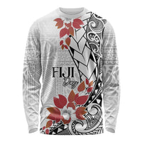 Bula Fiji Day Long Sleeve Shirt Tagimaucia on Masi Pattern LT7 Unisex White - Polynesian Pride