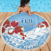 Bula Fiji Day Beach Blanket Tagimaucia on Masi Pattern - Turquoise LT7 - Polynesian Pride