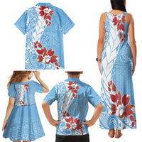 Bula Fiji Day Family Matching Tank Maxi Dress and Hawaiian Shirt Tagimaucia on Masi Pattern - Turquoise