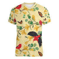 Aloha Hawaii Women V-Neck T-Shirt I'iwi on Mamane Pastel Cream