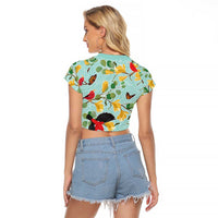 Aloha Hawaii Raglan Cropped T Shirt I'iwi on Mamane Pastel Turquoise