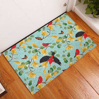 Aloha Hawaii Rubber Doormat I'iwi on Mamane Pastel Turquoise