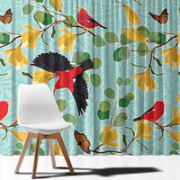 Aloha Hawaii Window Curtain I'iwi on Mamane Pastel Turquoise