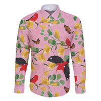 Aloha Hawaii Family Matching Tank Maxi Dress and Hawaiian Shirt I'iwi on Mamane Pastel Pink