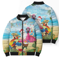 Have Yourself A Beachy Little Christmas Bomber Puffer Jacket with Santa Chilling - Polynesian Pride