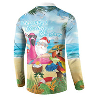 Have Yourself A Beachy Little Christmas Button Sweatshirt with Santa Chilling - Polynesian Pride