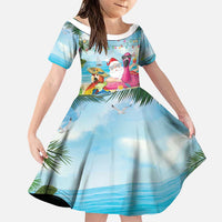 Have Yourself A Beachy Little Christmas Family Matching Puletasi and Hawaiian Shirt with Santa Chilling - Polynesian Pride