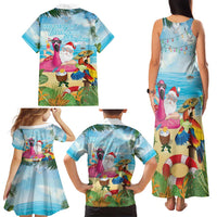 Have Yourself A Beachy Little Christmas Family Matching Tank Maxi Dress and Hawaiian Shirt with Santa Chilling - Polynesian Pride