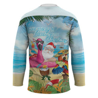 Have Yourself A Beachy Little Christmas Hockey Jersey with Santa Chilling - Polynesian Pride