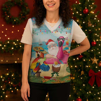 Have Yourself A Beachy Little Christmas Knitted V-Neck Vest with Santa Chilling - Polynesian Pride