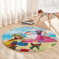 Have Yourself A Beachy Little Christmas Round Carpet with Santa Chilling - Polynesian Pride
