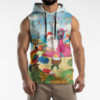 Have Yourself A Beachy Little Christmas Sleeveless Hoodie with Santa Chilling - Polynesian Pride