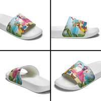Have Yourself A Beachy Little Christmas Slide Sandals with Santa Chilling - Polynesian Pride