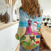 Have Yourself A Beachy Little Christmas Women Casual Shirt with Santa Chilling LT7 - Polynesian Pride