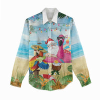 Have Yourself A Beachy Little Christmas Women Casual Shirt with Santa Chilling LT7 - Polynesian Pride