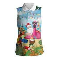 Have Yourself A Beachy Little Christmas Women Sleeveless Polo Shirt with Santa Chilling - Polynesian Pride